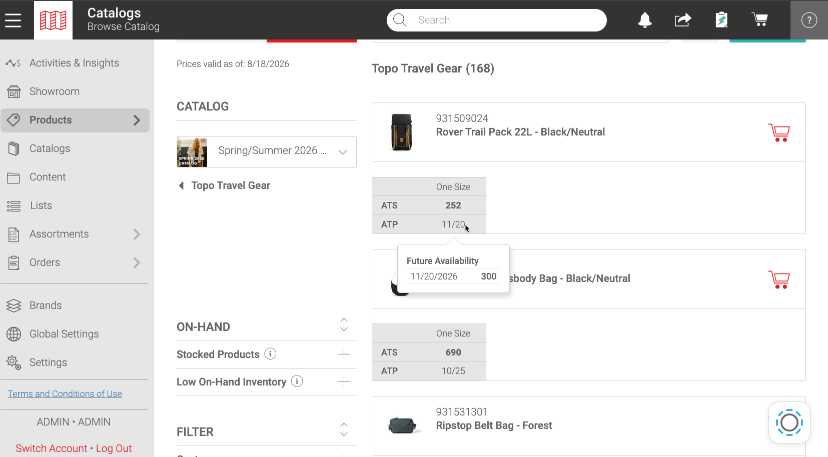 Topo inventory shot