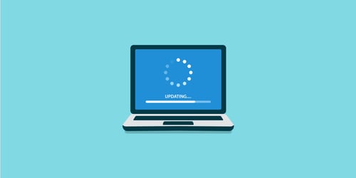 Illustration of a laptop in the middle of a software update.