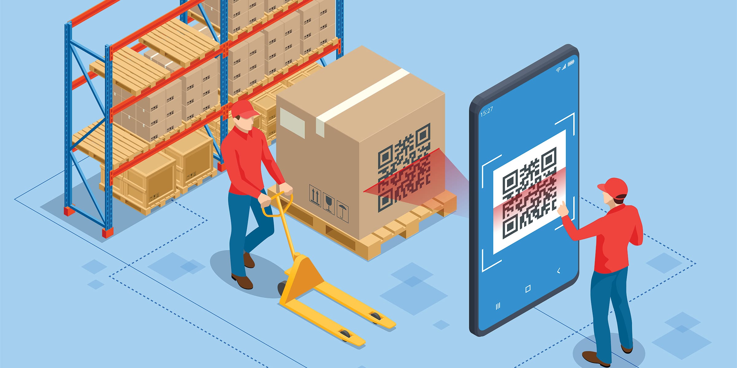 Two people using ecommerce automation inside wholesale B2B software to manage inventory.